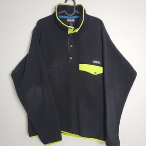 Patagonia Synchilla Snap-T Black Neon Green Fleece Pullover Medium 25580 FA15